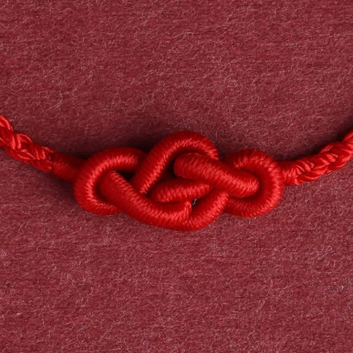 Buddha Stones Minimalistisches rotes Armband/Fußkettchen mit chinesischer Knotentechnik – Symbol für Wohlstand - image 11