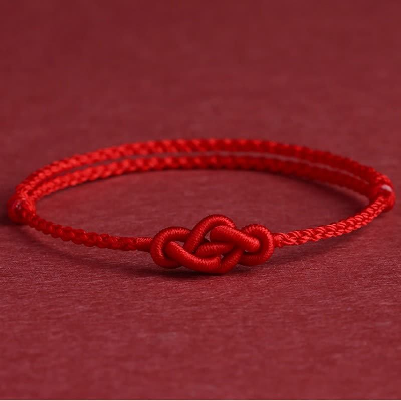 Buddha Stones Minimalistisches rotes Armband/Fußkettchen mit chinesischer Knotentechnik – Symbol für Wohlstand - Rotes Armband (Handgelenkumfang: 14–18 cm) - image 8