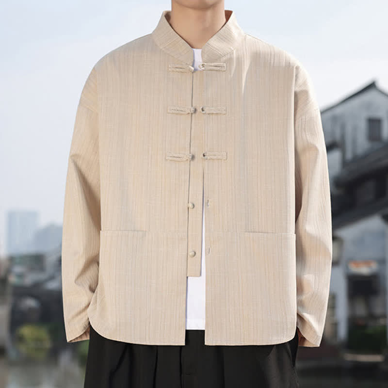 Buddha Stones Herbst/Winter Tang Style Casual Herrenjacke mit Froschknopfleiste und Taschen - image 14