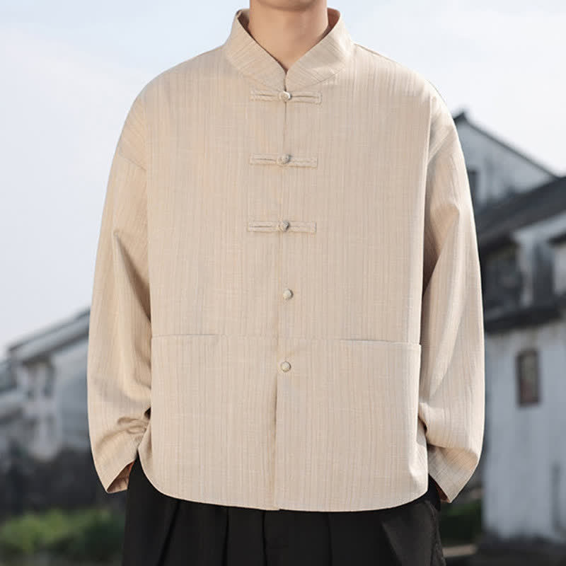 Buddha Stones Herbst/Winter Tang Style Casual Herrenjacke mit Froschknopfleiste und Taschen - image 17