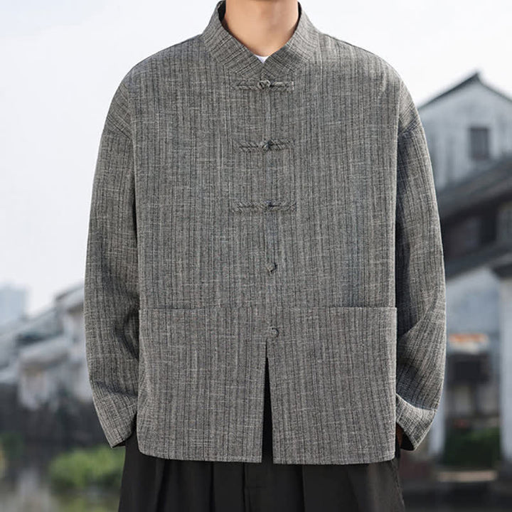 Buddha Stones Herbst/Winter Tang Style Casual Herrenjacke mit Froschknopfleiste und Taschen - image 5