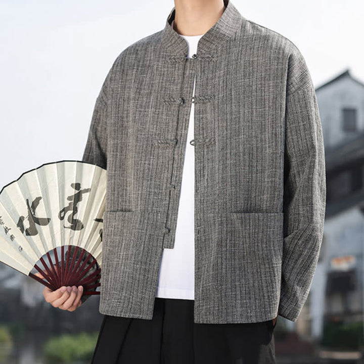 Buddha Stones Herbst/Winter Tang Style Casual Herrenjacke mit Froschknopfleiste und Taschen - image 7