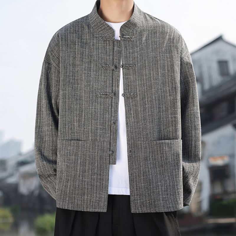 Buddha Stones Herbst/Winter Tang Style Casual Herrenjacke mit Froschknopfleiste und Taschen - image 1