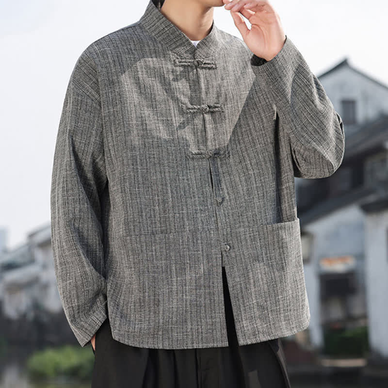 Buddha Stones Herbst/Winter Tang Style Casual Herrenjacke mit Froschknopfleiste und Taschen - image 6