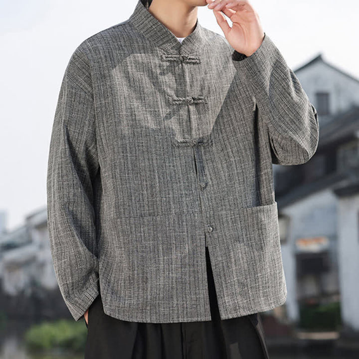 Buddha Stones Herbst/Winter Tang Style Casual Herrenjacke mit Froschknopfleiste und Taschen - image 6