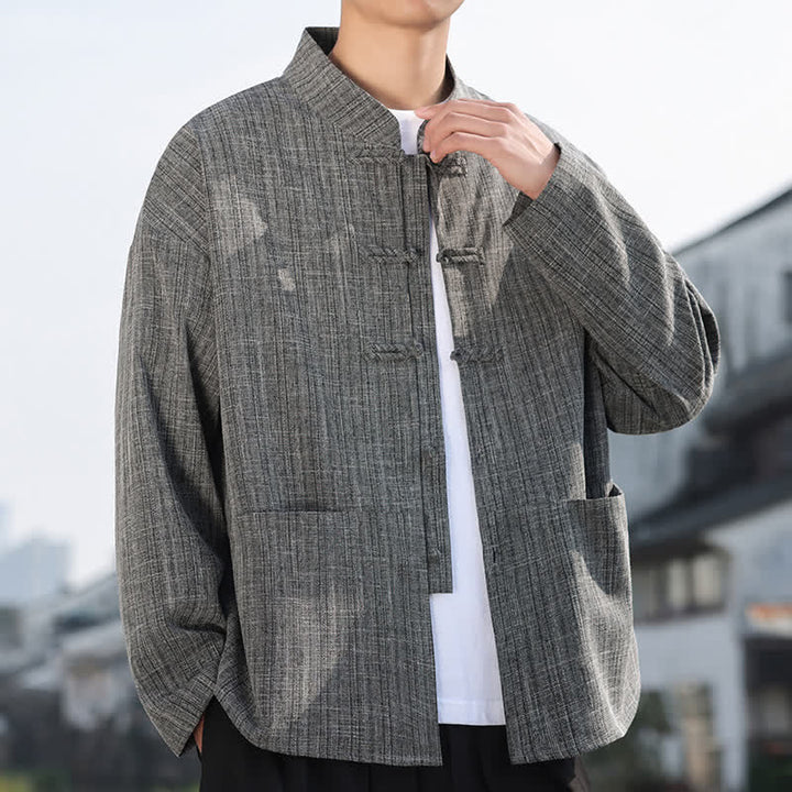 Buddha Stones Herbst/Winter Tang Style Casual Herrenjacke mit Froschknopfleiste und Taschen - image 2