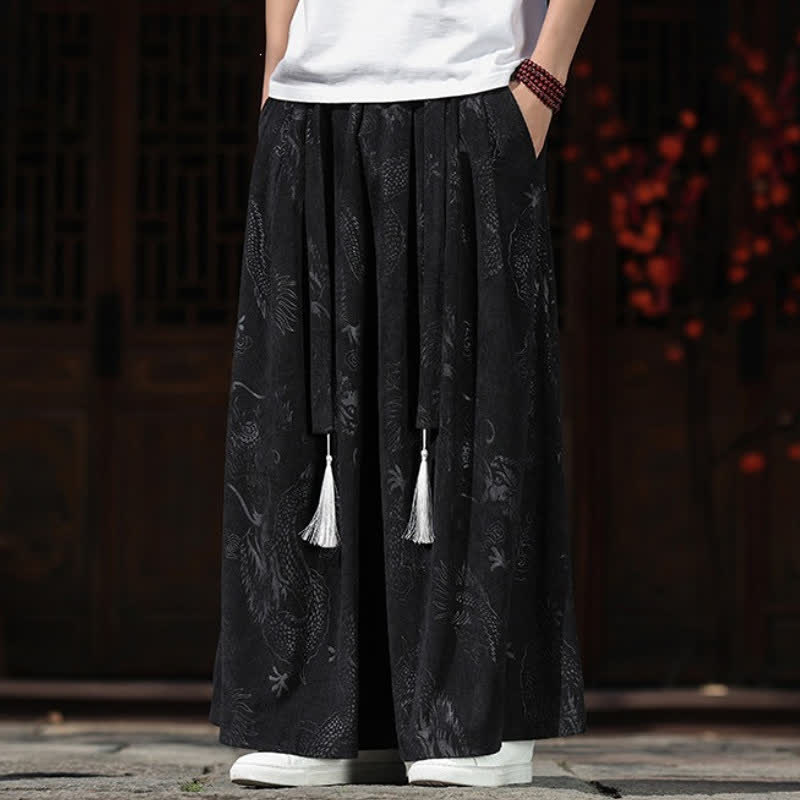 Buddha Stones Herbst/Winter Vintage Dragon Ankle Pants mit Kordelzug, Herren-Weitbeinhose mit Taschen - image 16