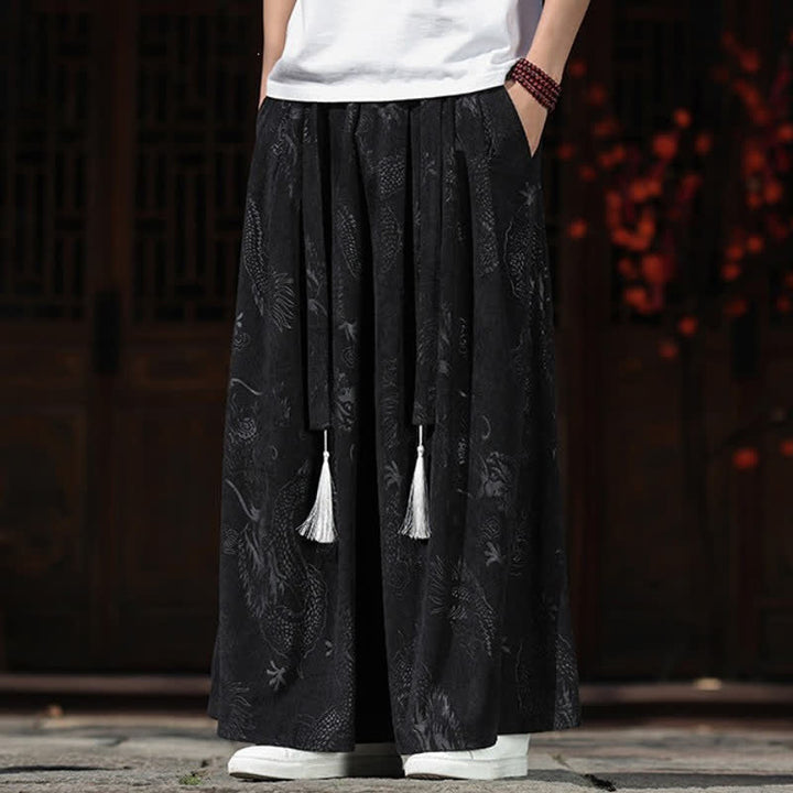 Buddha Stones Herbst/Winter Vintage Dragon Ankle Pants mit Kordelzug, Herren-Weitbeinhose mit Taschen - image 16