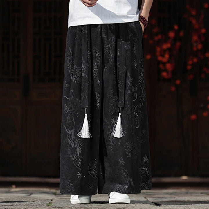 Buddha Stones Herbst/Winter Vintage Dragon Ankle Pants mit Kordelzug, Herren-Weitbeinhose mit Taschen - image 15