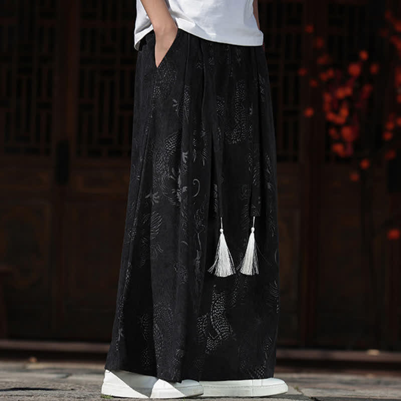 Buddha Stones Herbst/Winter Vintage Dragon Ankle Pants mit Kordelzug, Herren-Weitbeinhose mit Taschen - image 12