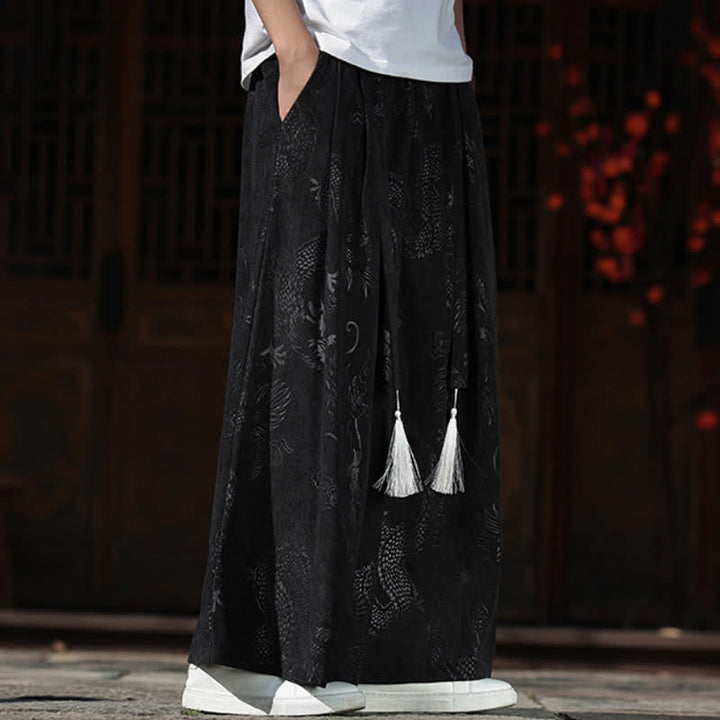 Buddha Stones Herbst/Winter Vintage Dragon Ankle Pants mit Kordelzug, Herren-Weitbeinhose mit Taschen - image 12