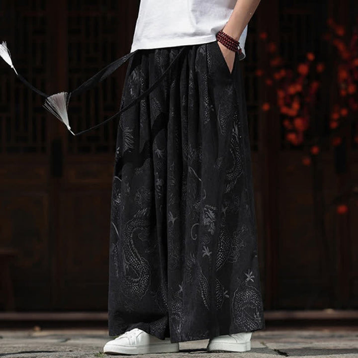 Buddha Stones Herbst/Winter Vintage Dragon Ankle Pants mit Kordelzug, Herren-Weitbeinhose mit Taschen - image 14