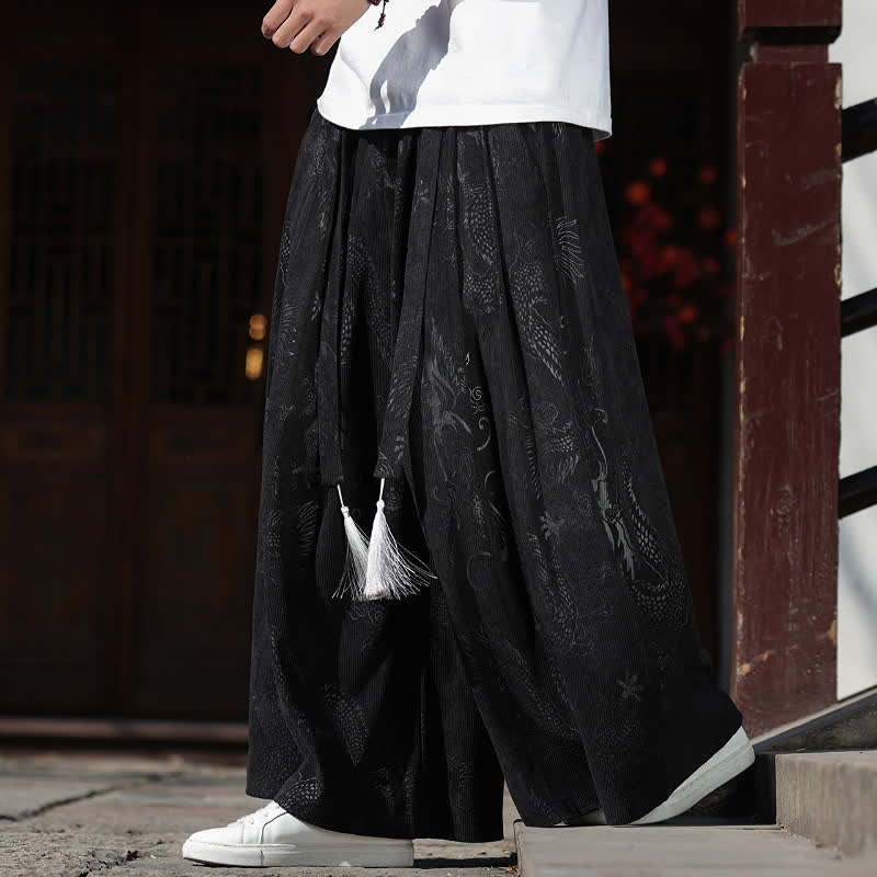 Buddha Stones Herbst/Winter Vintage Dragon Ankle Pants mit Kordelzug, Herren-Weitbeinhose mit Taschen - image 11