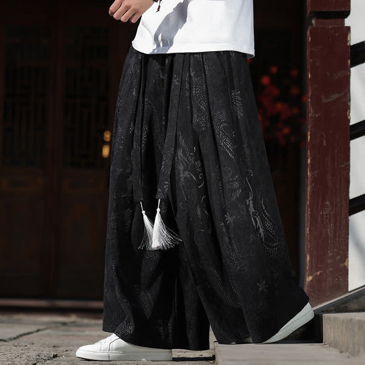 Buddha Stones Herbst/Winter Vintage Dragon Ankle Pants mit Kordelzug, Herren-Weitbeinhose mit Taschen - image 11