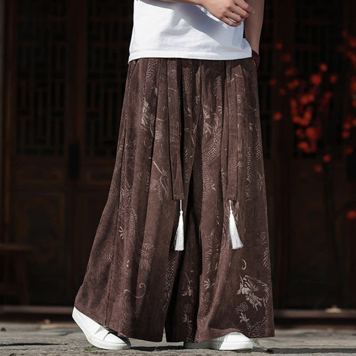 Buddha Stones Herbst/Winter Vintage Dragon Ankle Pants mit Kordelzug, Herren-Weitbeinhose mit Taschen - image 3
