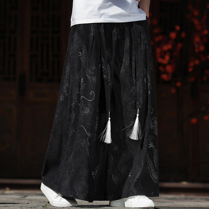 Buddha Stones Herbst/Winter Vintage Dragon Ankle Pants mit Kordelzug, Herren-Weitbeinhose mit Taschen - image 10