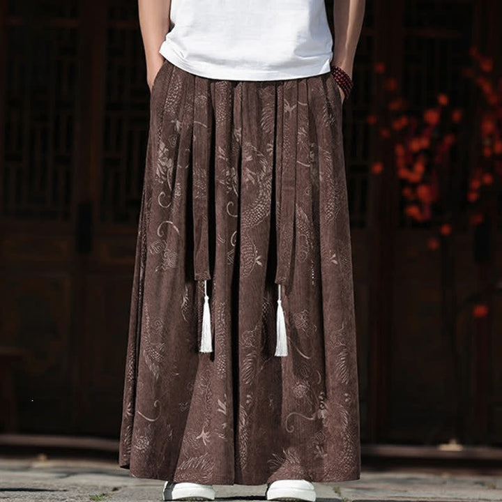 Buddha Stones Herbst/Winter Vintage Dragon Ankle Pants mit Kordelzug, Herren-Weitbeinhose mit Taschen - image 1