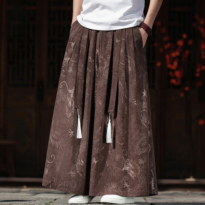 Buddha Stones Herbst/Winter Vintage Dragon Ankle Pants mit Kordelzug, Herren-Weitbeinhose mit Taschen - image 5