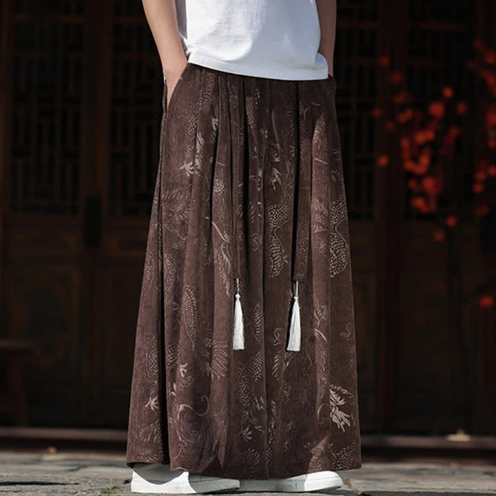 Buddha Stones Herbst/Winter Vintage Dragon Ankle Pants mit Kordelzug, Herren-Weitbeinhose mit Taschen - image 2