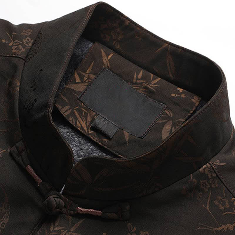 Buddha Stones Herbst/Winter Tang Style Vintage Mandarin Collar Froschknopf Blumenmuster Herren Meditationstuch mit Tasche - image 10