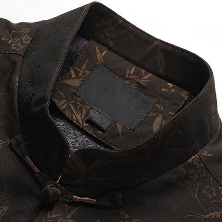 Buddha Stones Herbst/Winter Tang Style Vintage Mandarin Collar Froschknopf Blumenmuster Herren Meditationstuch mit Tasche - image 10