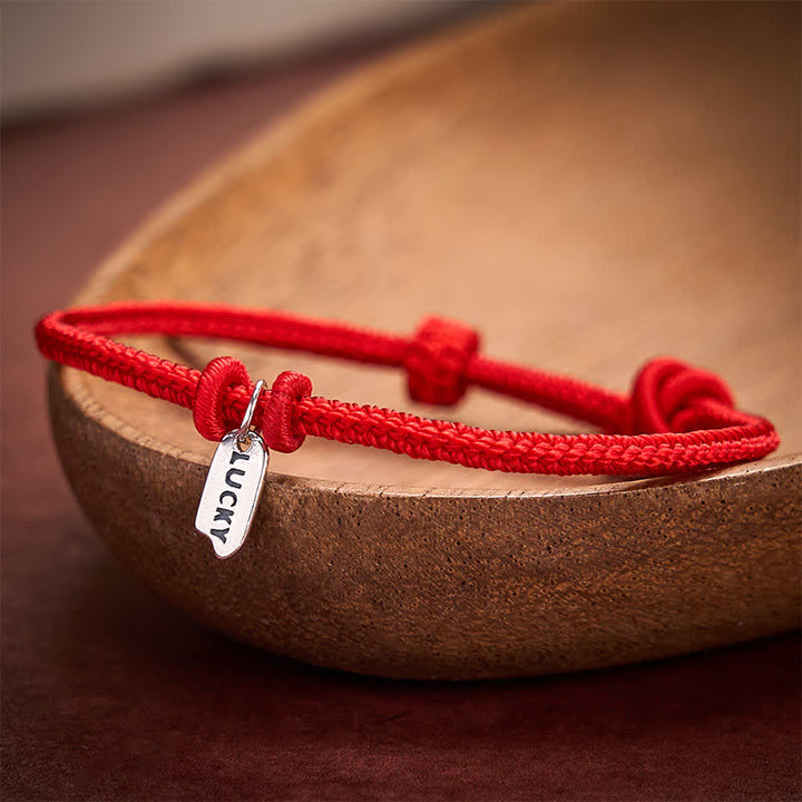 Buddha Stones Handgefertigtes, geflochtenes Armband mit Glücksanhänger aus roter Schnur, verstellbar - image 2