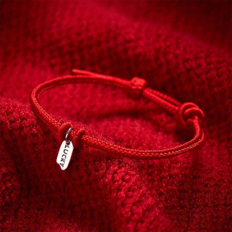 Buddha Stones Handgefertigtes, geflochtenes Armband mit Glücksanhänger aus roter Schnur, verstellbar - image 3