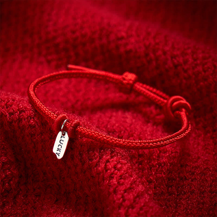 Buddha Stones Handgefertigtes, geflochtenes Armband mit Glücksanhänger aus roter Schnur, verstellbar - image 3