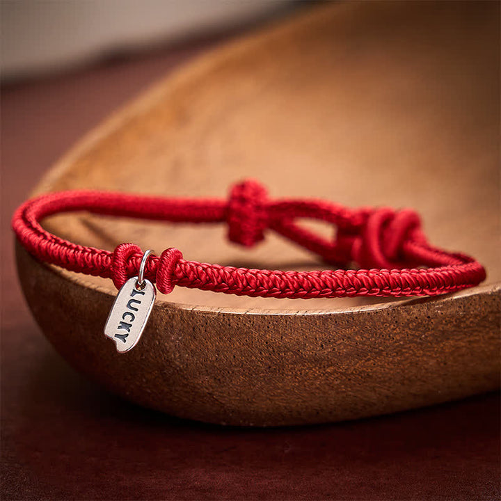 Buddha Stones Handgefertigtes, geflochtenes Armband mit Glücksanhänger aus roter Schnur, verstellbar - image 8