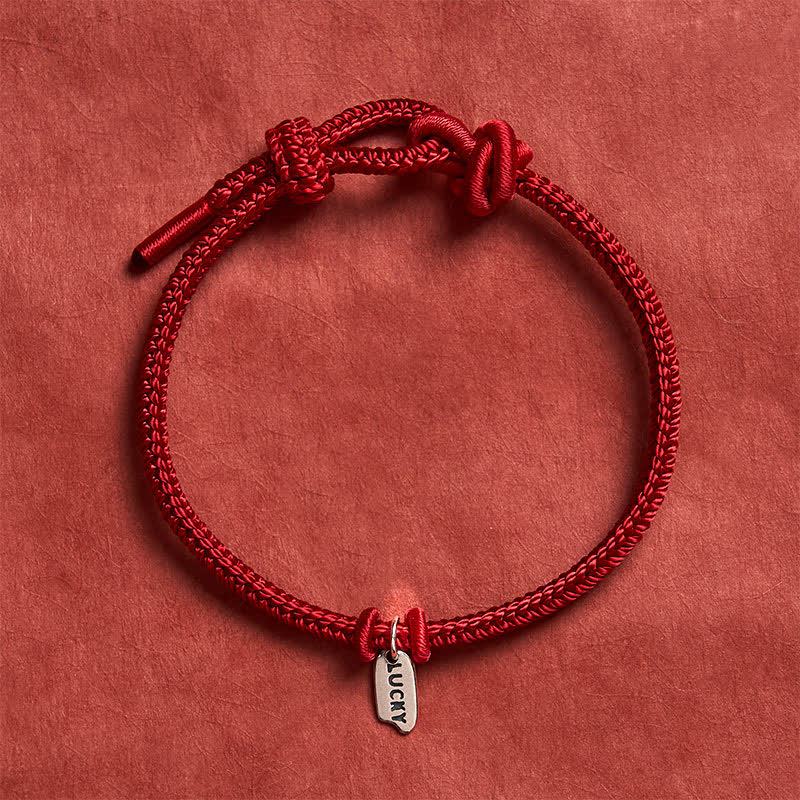 Buddha Stones Handgefertigtes, geflochtenes Armband mit Glücksanhänger aus roter Schnur, verstellbar - Dunkelrot - 5,91-7,48 Zoll (15-19 cm) - image 6