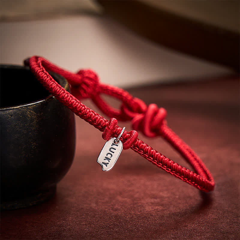 Buddha Stones Handgefertigtes, geflochtenes Armband mit Glücksanhänger aus roter Schnur, verstellbar - image 7