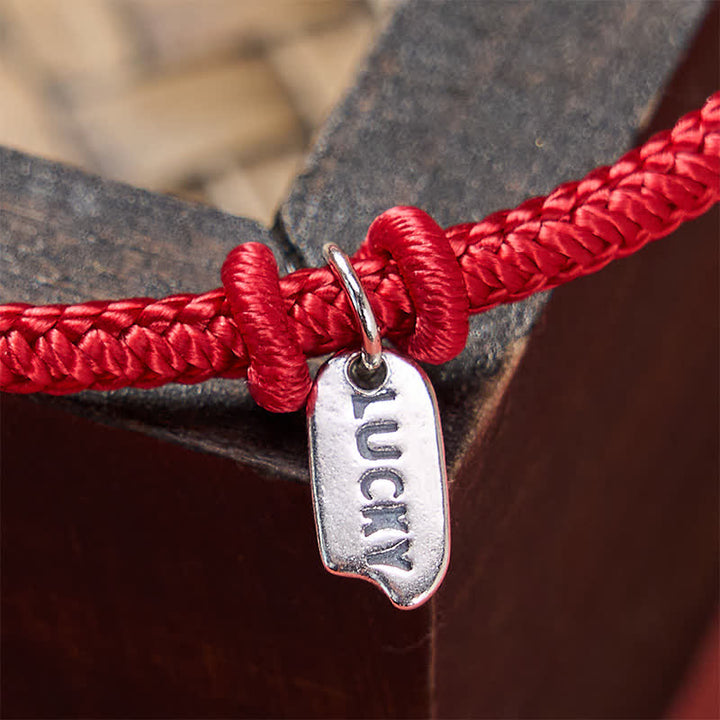 Buddha Stones Handgefertigtes, geflochtenes Armband mit Glücksanhänger aus roter Schnur, verstellbar - image 11