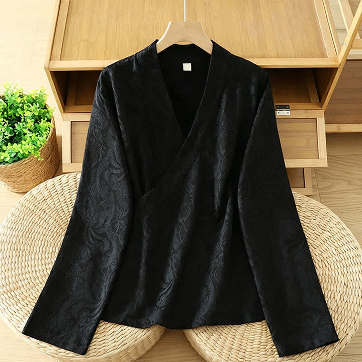 Buddha Stones Herbstlicher Kimono im Vintage-Stil mit Kordelzug und Blumenmuster, Damen, Tang-Stil - Schwarz - US6, UK/AU10, EU38 (XL) - image 9