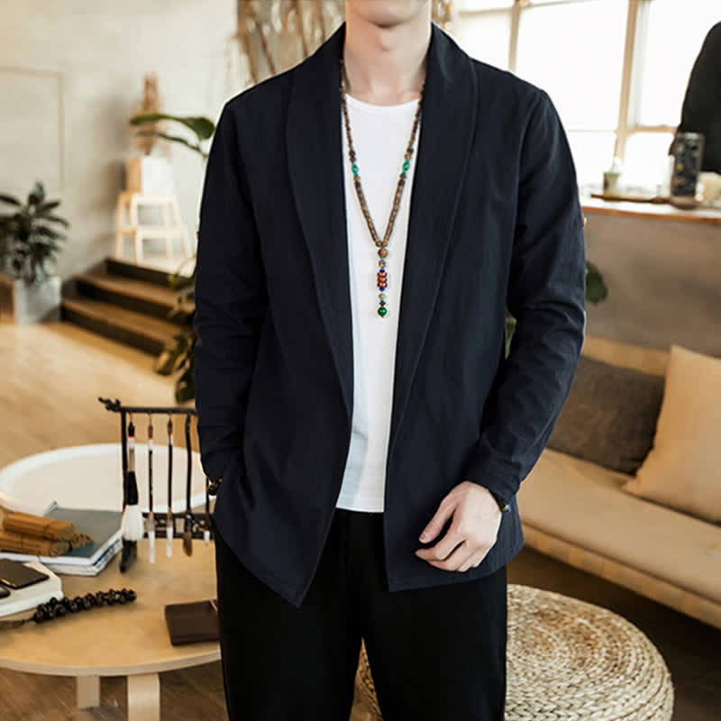 Buddha Stones Lässiger, minimalistischer Kimono für Herren – ideal für Frühling und Herbst - image 17