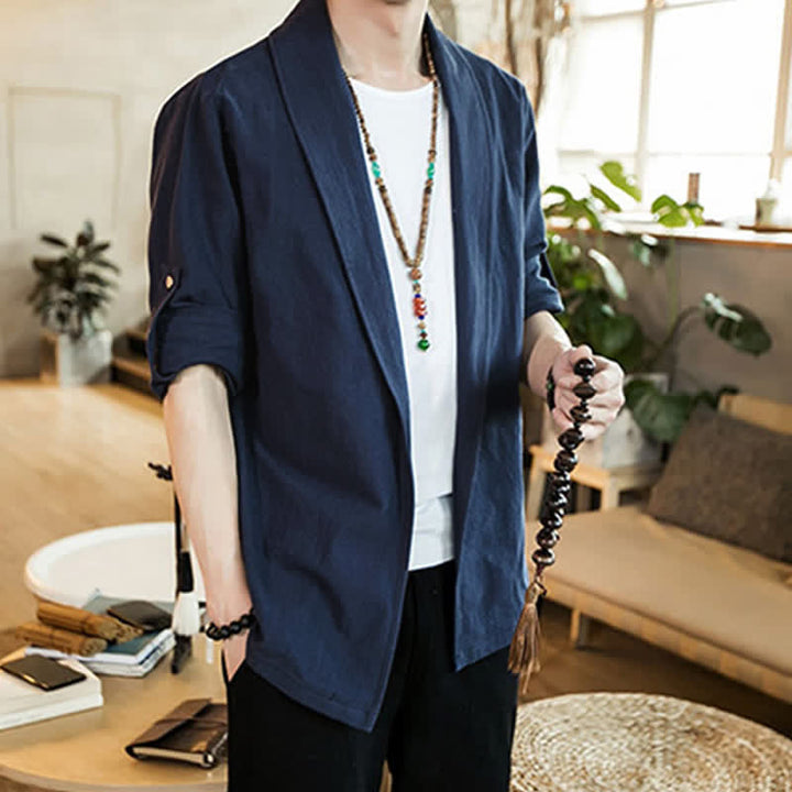 Buddha Stones Lässiger, minimalistischer Kimono für Herren – ideal für Frühling und Herbst - image 1