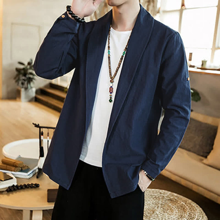 Buddha Stones Lässiger, minimalistischer Kimono für Herren – ideal für Frühling und Herbst - image 4