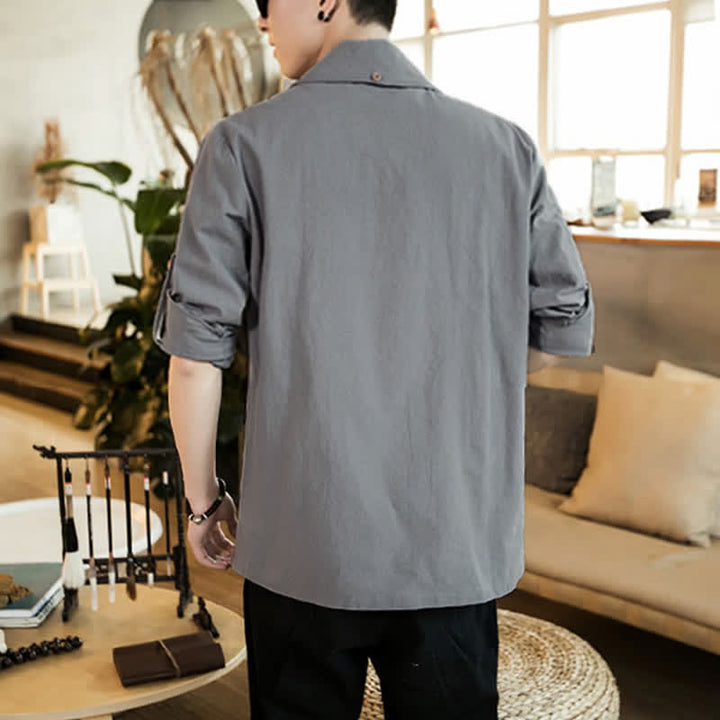 Buddha Stones Lässiger, minimalistischer Kimono für Herren – ideal für Frühling und Herbst - image 8
