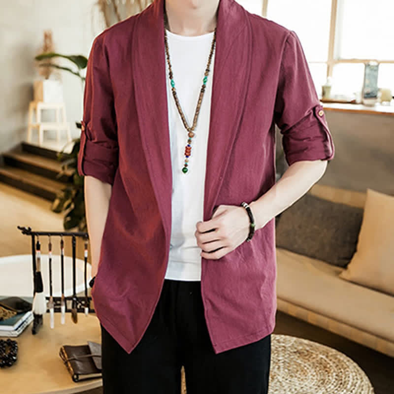 Buddha Stones Lässiger, minimalistischer Kimono für Herren – ideal für Frühling und Herbst - image 21