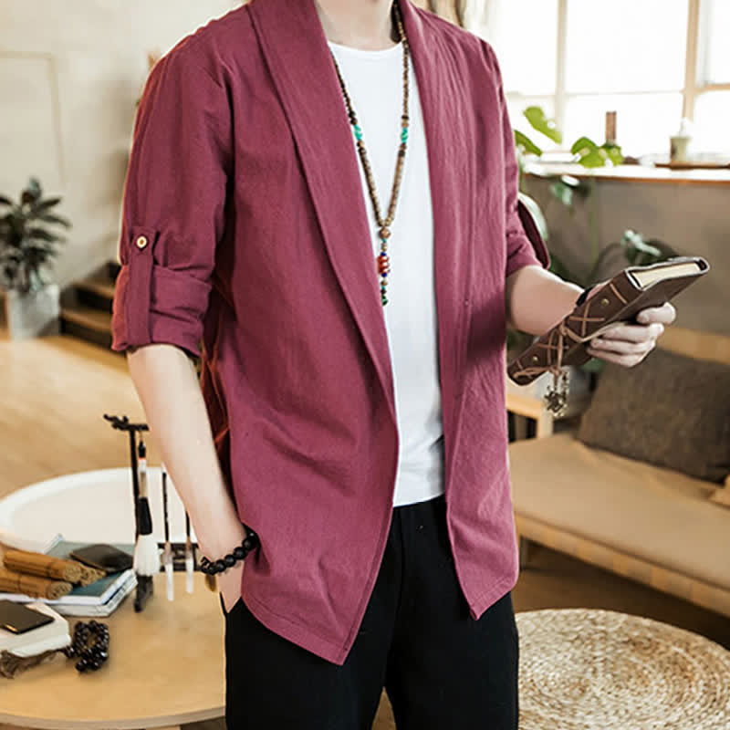 Buddha Stones Lässiger, minimalistischer Kimono für Herren – ideal für Frühling und Herbst - image 20