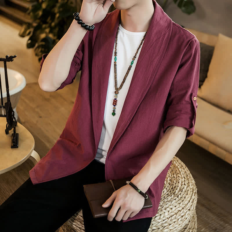 Buddha Stones Lässiger, minimalistischer Kimono für Herren – ideal für Frühling und Herbst - image 22