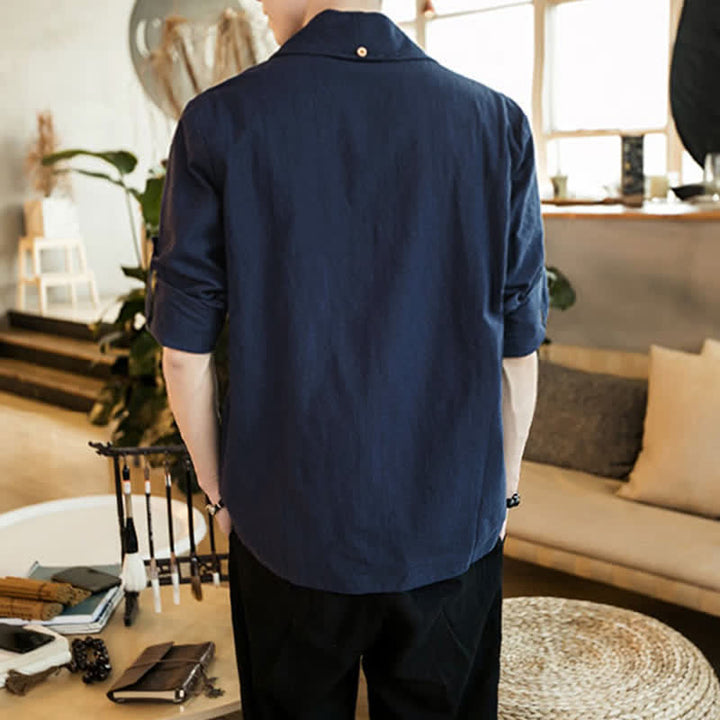 Buddha Stones Lässiger, minimalistischer Kimono für Herren – ideal für Frühling und Herbst - image 3