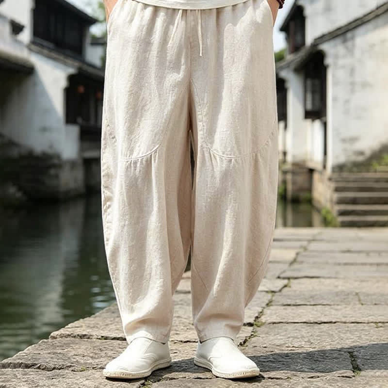 Buddha Stones Frühling/Sommer Vintage Casual Herren Haremshose mit Kordelzug und Taschen - image 1