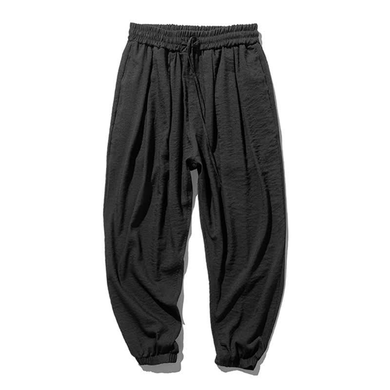 Buddha Stones Lässige, einfarbige Herren-Cropped-Hose mit Kordelzug für Frühling und Sommer, schmal zulaufende Hose mit Tasche - image 10