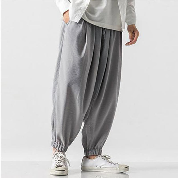 Buddha Stones Lässige, einfarbige Herren-Cropped-Hose mit Kordelzug für Frühling und Sommer, schmal zulaufende Hose mit Tasche - image 31