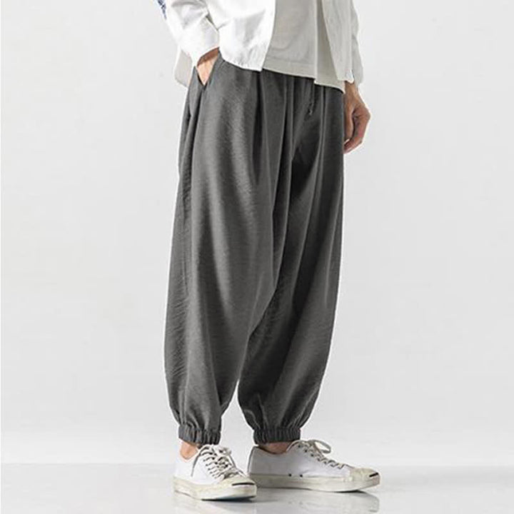 Buddha Stones Lässige, einfarbige Herren-Cropped-Hose mit Kordelzug für Frühling und Sommer, schmal zulaufende Hose mit Tasche - image 23