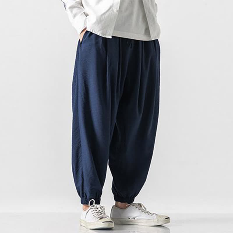 Buddha Stones Lässige, einfarbige Herren-Cropped-Hose mit Kordelzug für Frühling und Sommer, schmal zulaufende Hose mit Tasche - image 13