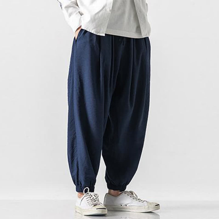Buddha Stones Lässige, einfarbige Herren-Cropped-Hose mit Kordelzug für Frühling und Sommer, schmal zulaufende Hose mit Tasche - image 13