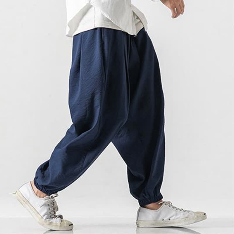 Buddha Stones Lässige, einfarbige Herren-Cropped-Hose mit Kordelzug für Frühling und Sommer, schmal zulaufende Hose mit Tasche - image 12