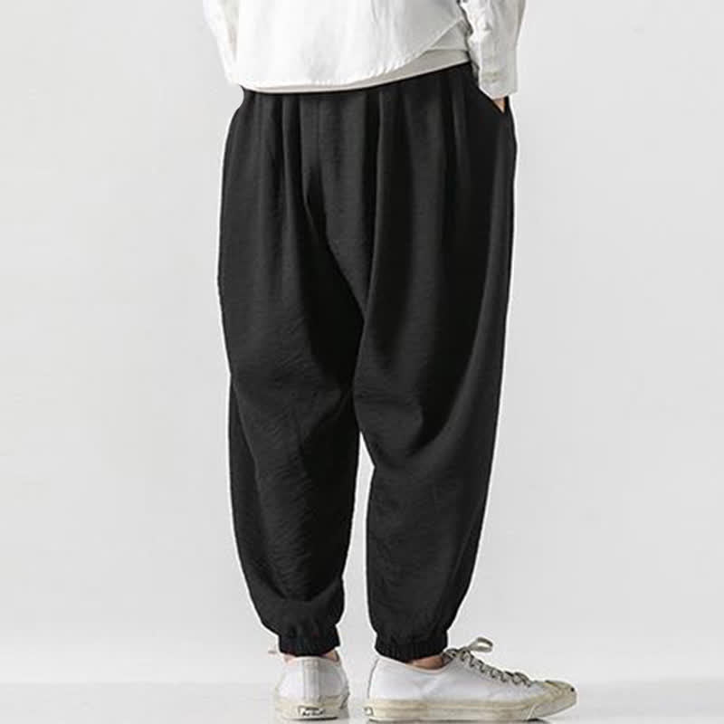 Buddha Stones Lässige, einfarbige Herren-Cropped-Hose mit Kordelzug für Frühling und Sommer, schmal zulaufende Hose mit Tasche - image 7