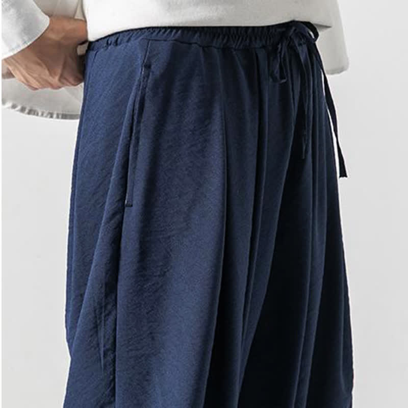 Buddha Stones Lässige, einfarbige Herren-Cropped-Hose mit Kordelzug für Frühling und Sommer, schmal zulaufende Hose mit Tasche - image 19